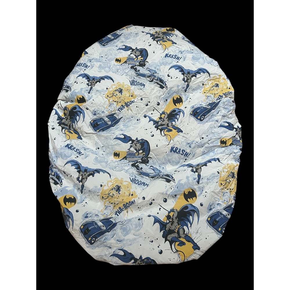 Potterybarn Kids Batman Fitted Sheet Twin Size Blue Yellow Batmobile